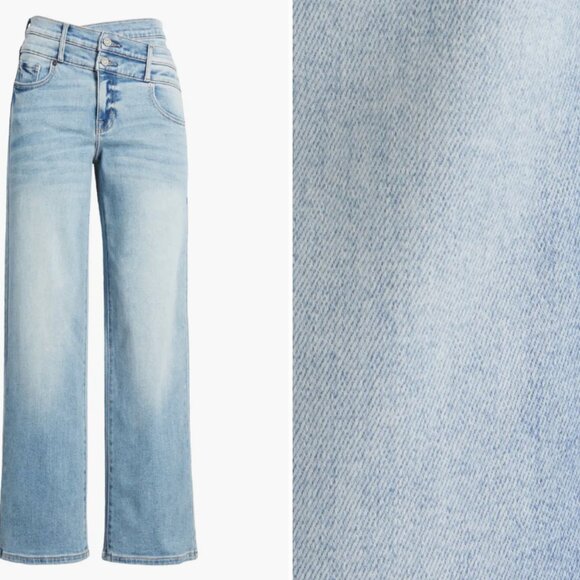 NEW HIDDEN Double Crossover Waistband Stretch Dad Jeans light medium 122… - Picture 1 of 9